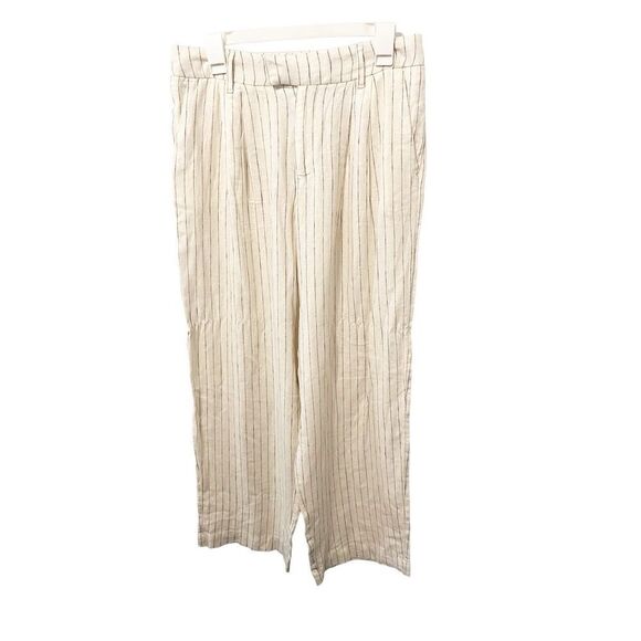 A New Day Cream Linen Pinstripe Wide‎ Leg Pants - Picture 1 of 4